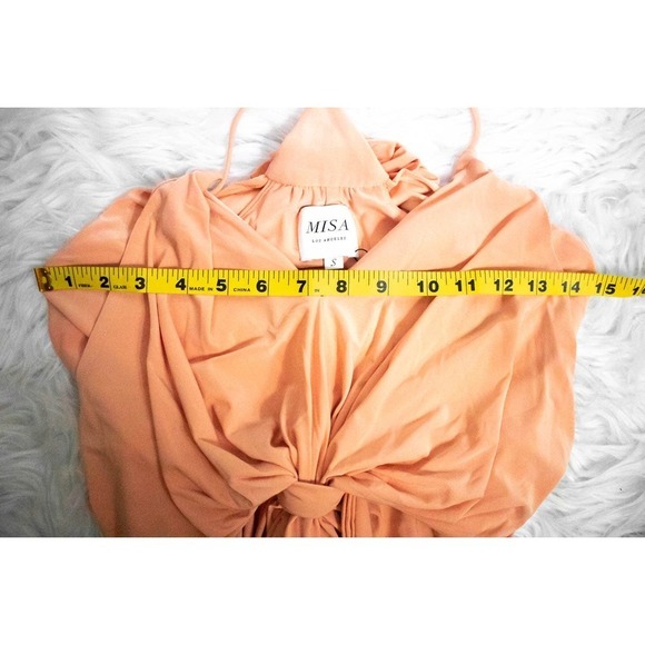 Misa Los Angeles Peach Jersey Knit Sleeveless Knee Length Cocktail Dress Small - Picture 10 of 12